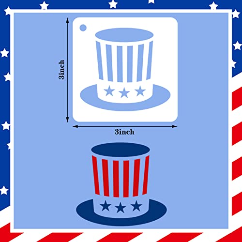 Augshy 56 Pack 4th of July Patriotic Stencils for Americana Painting Crafts | Plastic, Reusable Patriotic Face Paint Rock Drawing Scrapbooking, Wall Floor Decor Art, 3 Inch - style: Patriotic