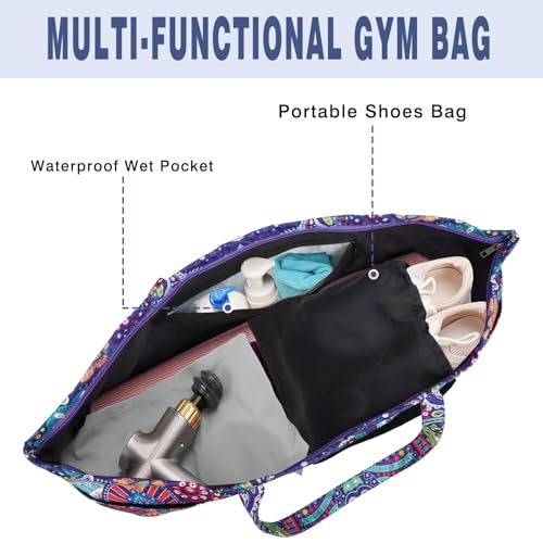Yoga Mat Bag Yoga Mat Carrier with Shoes Compartment & Wet Pocket Pilates Bag with Zipper Pockets & Yoga Mat Holder Strap Yoga Bags and Carriers Fits All Your Stuff - color: Paisley