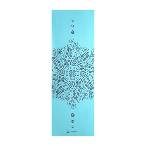 CAP Barbell Yoga Mat with Carry Strap, 5mm, Mandala Design, Light Blue