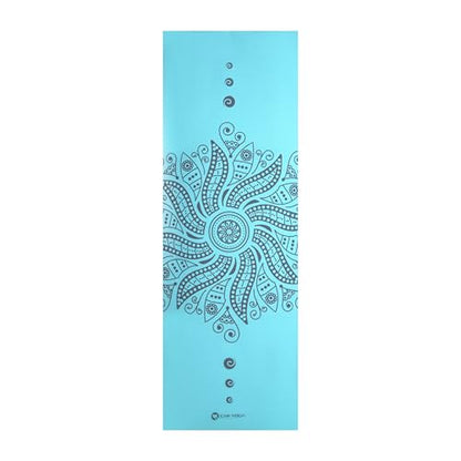 CAP Barbell Yoga Mat with Carry Strap, 5mm, Mandala Design, Light Blue