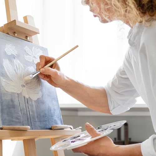 Mop Brush for Acrylic Painting, 12 Pieces Versatile Blending Brush Paint Brushes for Acrylic Painting Goat Hair Paint Brushes Set with Wooden Handle for Watercolor Oil Face Body Art