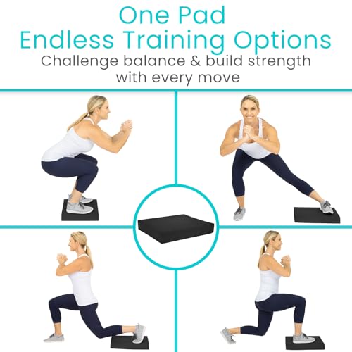 Vive Balance Pad - Foam Large Yoga Mat Trainer for Physical Therapy, Stability Workout, Knee and Ankle Exercise, Strength Training, Rehab - Chair Cushion for Adults, Kids, and Travel - color: Midnight Black