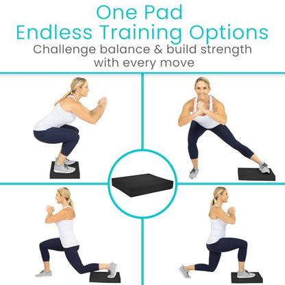 Vive Balance Pad - Foam Large Yoga Mat Trainer for Physical Therapy, Stability Workout, Knee and Ankle Exercise, Strength Training, Rehab - Chair Cushion for Adults, Kids, and Travel - color: Midnight Black