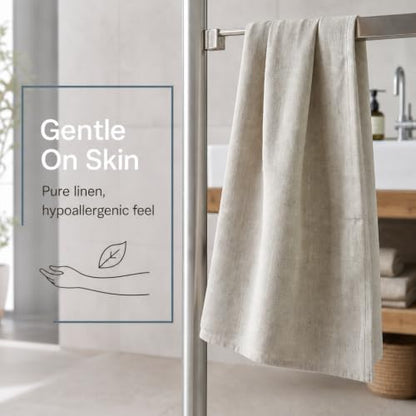 Pure 100% Linen Bath Towel - 30x55-inch Lightweight Travel Towel Flat Weave - color: Light Gray, size: Bath Towel