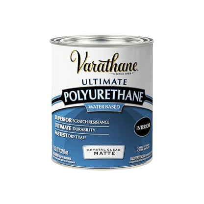Varathane Water-Based Ultimate Semi-Gloss Polyurethane | Water-Based, Crystal Clear Interior Wood Protection, Fast Dry Time, Scratch Resistance, Covers Up to 125 Sq Ft, Quart - color: Matte, size: 1 Quart (Pack of 1)