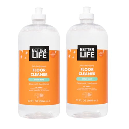 Better Life Floor Cleaner - Liquid Multipurpose Cleaner for Wood, Tile, Laminate, Vinyl, Bamboo - Hardwood Floor Cleaner for Mopping - Citrus Mint, 32 Fl Oz (Pack of 2) - size: 32 Fl Oz (Pack of 2)