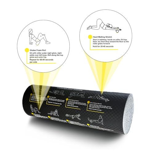 Foam Roller with Printed Exercises, 17.7'' x 6'' Lightweight EPE/PE