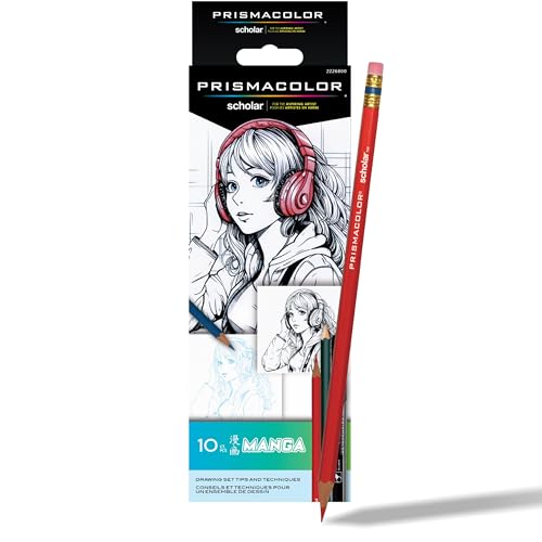 Prismacolor Scholar Manga Art Set, Art Supplies Including Colored Pencils, Bullet and Brush Tip Markers, Graphite Pencils, 10 Count - size: 10 Count (New Packaging)