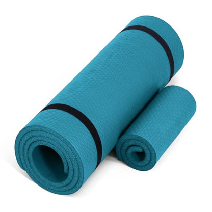 CAP Barbell 1/2-Inch High Density Exercise Yoga Mat with Strap | Multiple Options - color: Teal, style: Yoga Mat w/Knee Pad