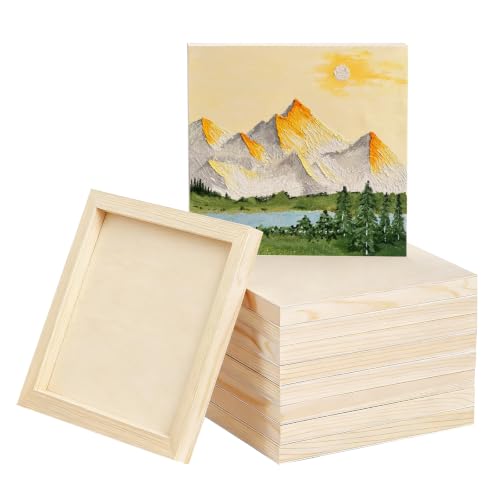 10 Pack 4x4 Inch Unfinished Wood Panel Boards for DIY Painting Art Crafts | Blank Wood Canvas Frames Ideal for Oil Paint Pouring & Holiday Festival Decorations - size: 4"×4" 10 Pack