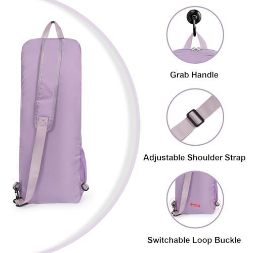 Yoga Mat Bag Carrier with Mesh & Zipper Pockets - color: Purple