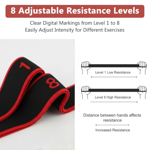 3 Pack Numbered 8-Loop Stretching Straps, Multi-Loop Elastic Resistance Bands for Yoga, Pilates, Dance, Gymnastics, Leg & Hip Flexibility Training