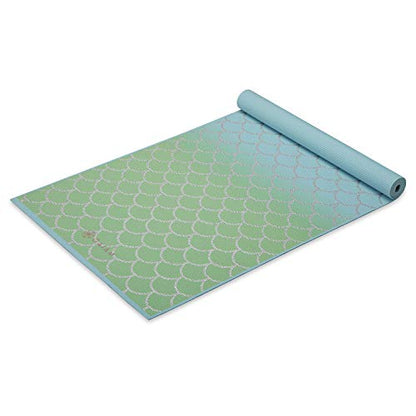 Gaiam Kids Printed Yoga Mat, Non-Toxic, Fun Design, 3mm - color: Metallic Mermaid