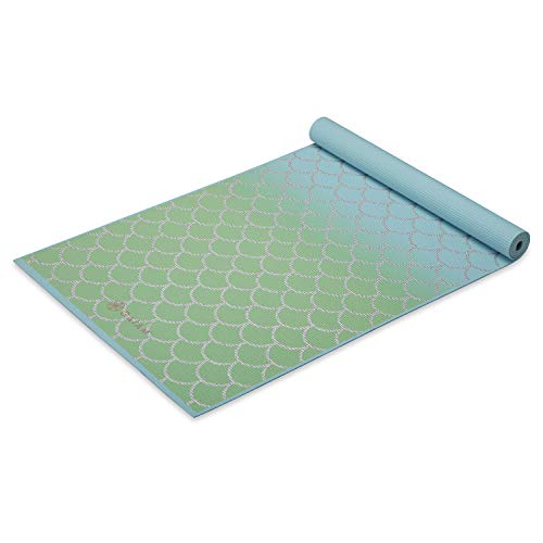 Gaiam Kids Printed Yoga Mat, Non-Toxic, Fun Design, 3mm - color: Metallic Mermaid