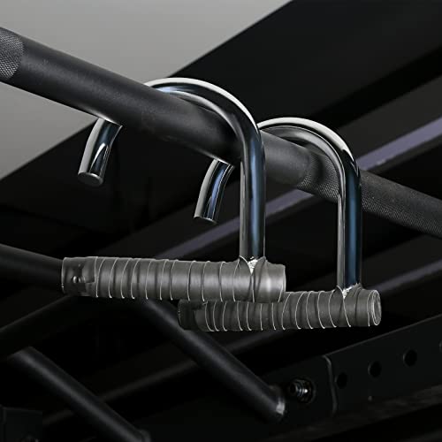 Metal Resistance Band Handles Pull Up Handle with Grip Tapes, Heavy Duty Industrial Grade Steel Knurled Surface Handles for Elastic Band Workouts (Chrome)