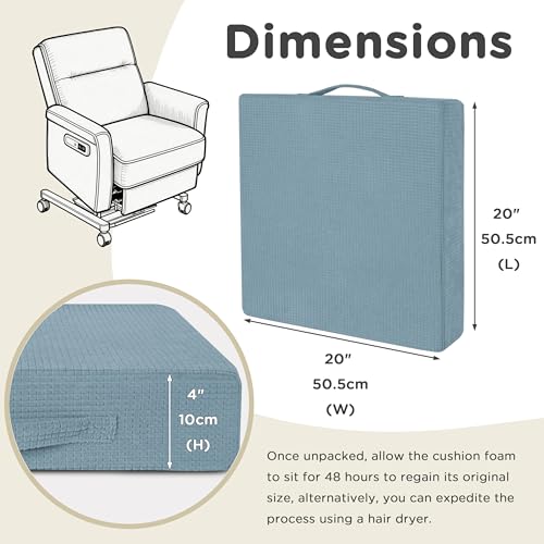 AddGrace High Density Recliner Cushion for Elderly 20x20in Blue - color: Dusty Blue