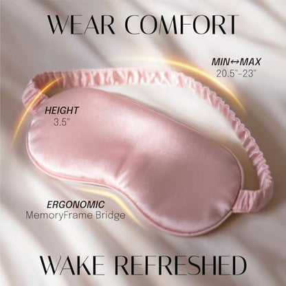 OLESILK Silk Sleep Mask, 100% Mulberry Silk Eye Mask for Sleeping, Double Layer Filling and Elastic Strap, Travel and Nap, Soft Eye Cover Eyeshade with Luxury Bag and Ear Plugs, Pink - color: Pink