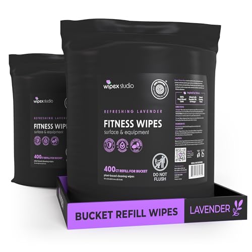 Wipex Gym Wipes Bucket Refill – EWG Verified, Plant-based Fitness Equipment Wipes, Lavender and Vinegar to Clean Surfaces, Safe Yoga Mat Cleaner, Gym & Peloton Bike Cleaner, 400 Count (Pack of 2) - size: 400 Count (Pack of 2), style: Lavender: Refill