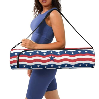Yoga Mat Bag for Women & Men Full-Zip Yoga Mat Carrier Bag for Class Workout Park with Adjustable Strap - color: American 250th Flag