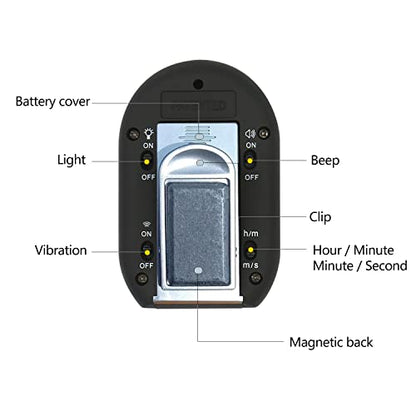 3 in 1 Kitchen Timer with Vibration, Flasher and Beeper for Cooking, Baking, Sports, Games, Yoga, Study, Meditation, Office