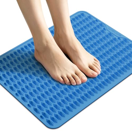 Acupressure Mat for Foot Massage, Silicone Foot Reflexology Mat | Portable Feet Mat for Plantar Fasciitis Relief and Muscle Relaxation - color: Blue