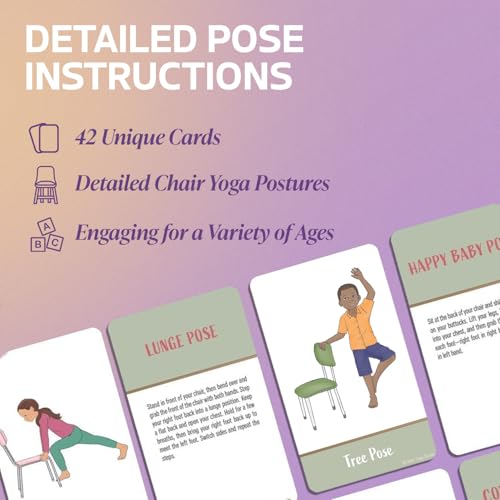 Chair Yoga Poses Cards for Kids: Movement or Brain Breaks in Classroom, Meditation, Somatic Play Therapy, Breathing Exercise, or for Social Emotional Learning Activities and Test-Taking Strategies