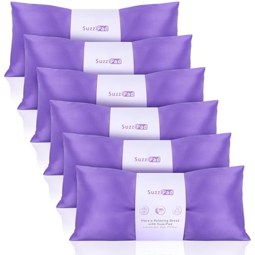 SuzziPad Hot & Cold Lavender Eye Pillows for Relaxing, Purple, 6 Packs | Washable Weighted Yoga Eye Mask For Meditation, Dry Eye Soothing & Sleep; Blocks Light, Soothes Migraines & Ocular Discomfort