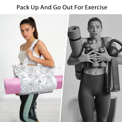 IwIeIaIrI Yoga Tote Mat Bag Carrier for Women with Mat Holder | Yoga Mat Bag Gym with Zipper Pocket, Polyester Material, Fits Workout Supplies. Great Yoga Accessory Gift - color: White