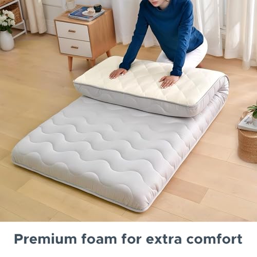 SCHNAUZER HOME Japanese Floor Mattress Futon Mattress Queen 3.5" Thick - color: Grey, size: Queen( 80 x 60 )