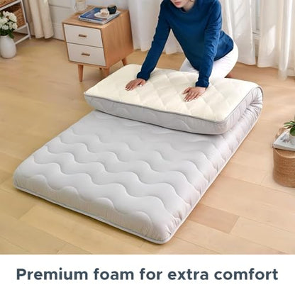 SCHNAUZER HOME Japanese Floor Mattress Futon Mattress Queen 3.5" Thick - color: Grey, size: Queen( 80 x 60 )