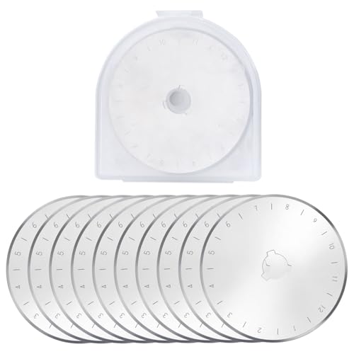 LEONTOOL 60MM Rotary Cutter Blades, 10 Pack Fabric Cutter Wheel, SK5 Sharp Replacement Rotary Blade Refill for Fiskars, Olfa, Quilting Scrapbooking Sewing Art Crafts Fabric Paper Leather Cutting Tool - size: 10 Pack 60MM