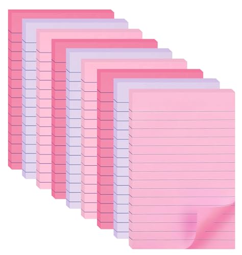 9 Pack Pastel Lined Sticky Notes 4X6 in Post and 9 Pack Pink Themed Colors Lined Sticky Notes with Lines 4X6 in Post