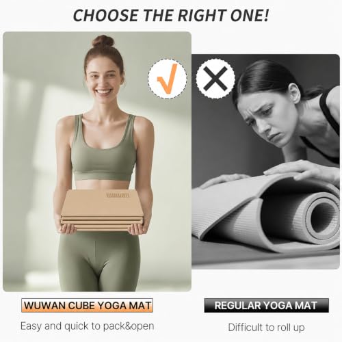 Foldable Yoga Mat 75"x31"x0.24" Portable Exercise Mat - color: Milky Coffee+Black