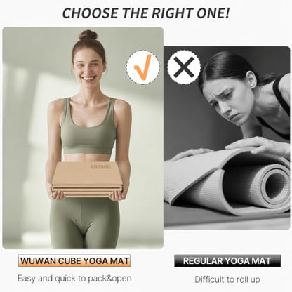 Foldable Yoga Mat 75"x31"x0.24" Portable Exercise Mat - color: Milky Coffee+Black