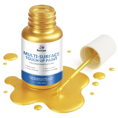 SENVEN Liquid Gold Leaf Paint High Gloss Multi Surface Rich Gold Paint for Metal, Wood, Plastic, Canvas, Appliance, Furniture Scratch Repair & Art Handcrafts 30ml/1.5oz Fast Drying Acrylic Metallic Finish - color: Gold Leaf - 1.5 oz