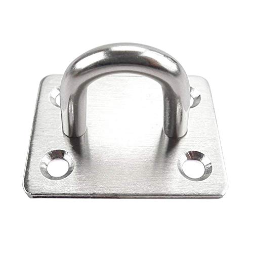 Ihomepark Heavy Duty Pad Eye Plate Staple Ring Hook Loop U-Shaped Sail Shade Hardware - Wall Ceiling Hammock Hooks Hanger for Swing Suspension - Stainless Steel - size: M 6