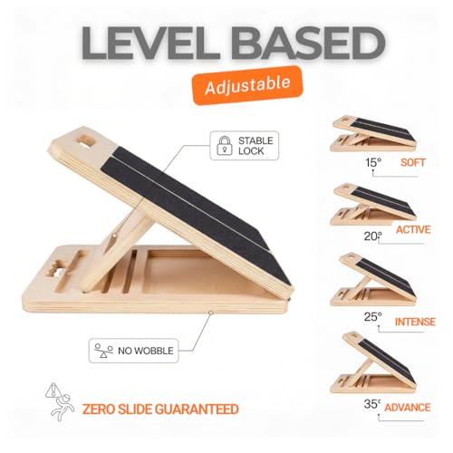 Slant Board for Adults & Ankle Board - Portable Velour Board for Squats, & Lower Body Training