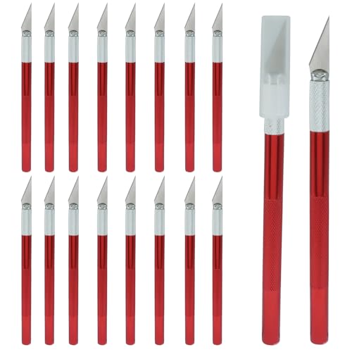 20 Pack Craft Knife Set, Red | Precision Utility Knives, For Paper, Cardboard, Stencil, Model Making & DIY Projects - color: Red