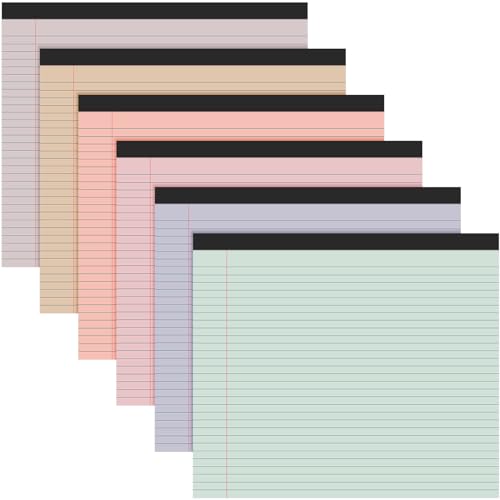 6 Pcs 11" x 9.5" Legal Pads College Ruled Notepad Landscape Notebook Horizontal Lined Notebook 80 Gsm Assorted Colors Paper Pastel Writing Pads for School Office, 40 Sheet (Cute Color) - color: Cute Color