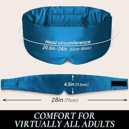Zenssia Satin Sleep Mask for Women and Men, Lightweight Padded Eye Mask with Adjustable Strap, Comfort Blackout for Travel and Nap - Peacock Blue