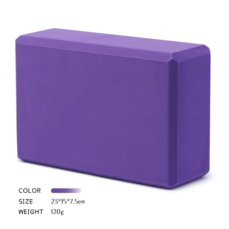 Yoga Blocks, EVA Foam Workout Equipment, High Density Foam Blocks with Non-Slip Surface, Beveled Edges for Yoga, Pilates, Stretching, Meditation, Home Gym Essentials, 9" x 6" x 3" - color: Purple