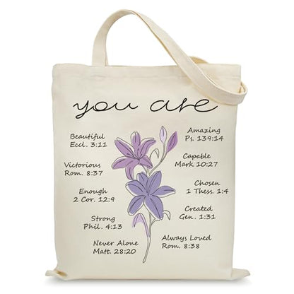 Aesthetic Canvas Tote Bag for Women with Inner Pocket - color: Christian-zh
