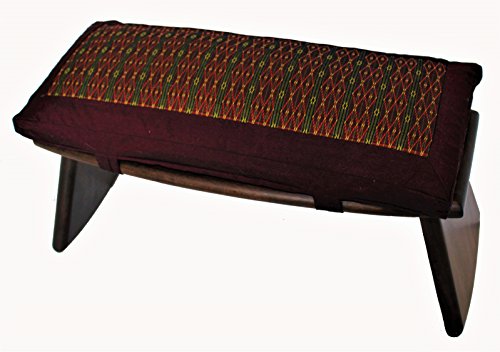 Meditation Bench & Cushion Set - Folding Seiza - Global Weave Burgundy Brown - color: Global Weave Burgundy Brown