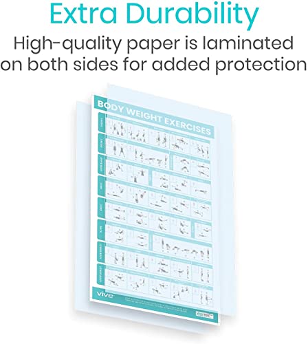 Vive Body Weight Exercise Poster - Workout for Home Gym Laminated Chart