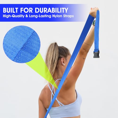 Physical Therapy Strap, Extremity Mobilization Belt, Manual Traction Strap, Adjustable Stretch Straps for Stretching Yoga Leg Shoulder Exercise - color: Blue