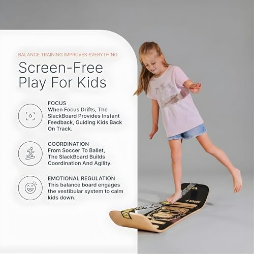 GIBBON SlackBoard, Balance Board Kids & Adults, Slackline Balance Trainer - color: Balance Plus with Stand