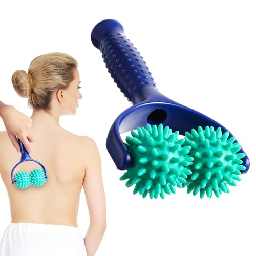 Spiky Massage Balls Rollers with Dual Ball Design, Manual Massage Stick - color: Green
