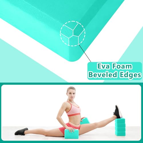 Honoson 20 Pcs Yoga Blocks Bulk 9''x6''x3'' High Density EVA Foam Blocks for Exercise Pilates Meditation, Lightweight Non-slip Surface, Improve Strength Balance Flexibility - color: Teal