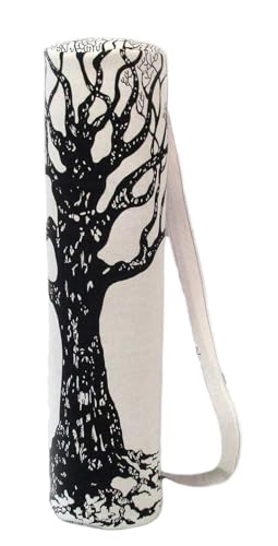 INDIAN CRAFT CASTLE ICC Yoga Mat Bag Carrier Full-Zip Exercise Yoga Mat Carry Bag for Women Men with Multi-Functional Storage Pockets and Adjustable Shoulder Strap 26X6 Inches - style: Black and White Tree