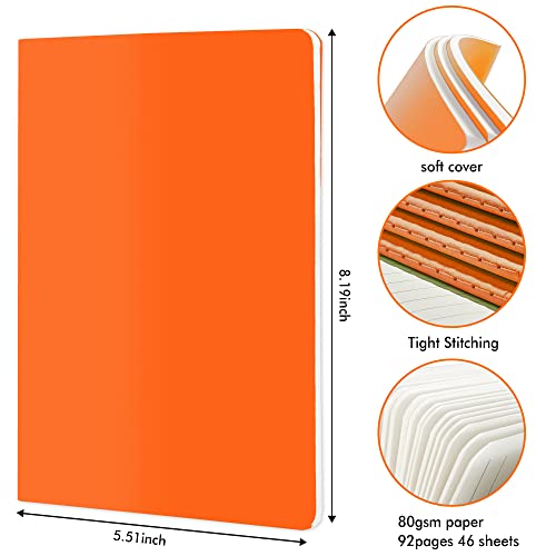 feela 36 Pack Soft Cover Journal Bulk, Lined Blank Travel Journal for Women Men Writing, Notebooks College Ruled for Work, Note Taking Notebook School Business Supplies, 8.2” x 5.5”, A5, Orange - color: 36 Orange